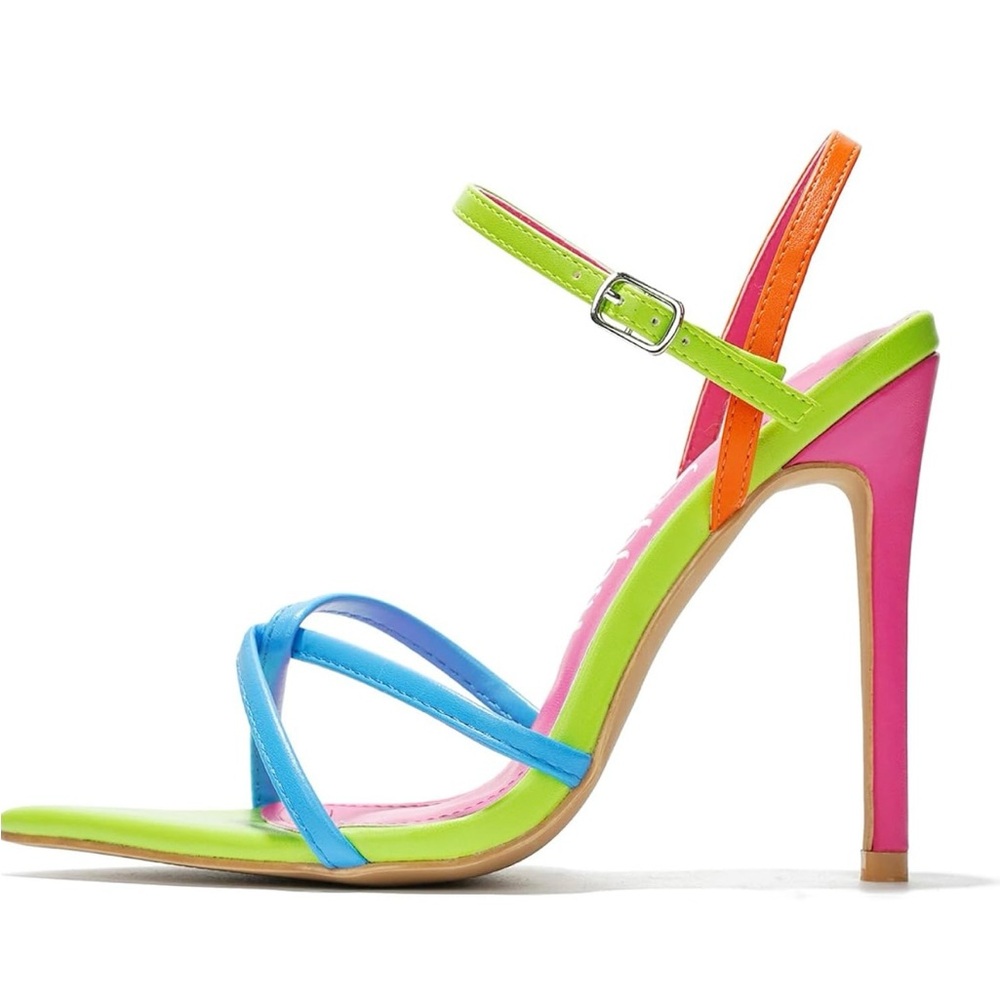 Cape Robbin Emylee Slingback Heels in neon multi color new in box size 5.5